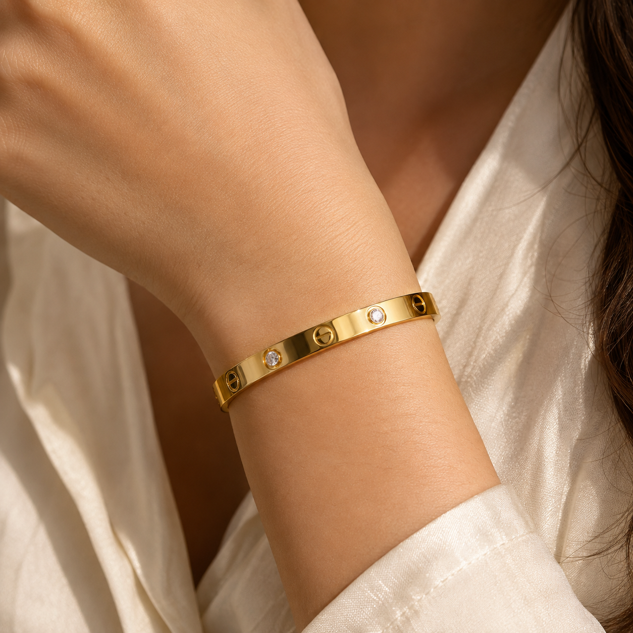 18k Gold Plated, Golden Bangle Bracelet