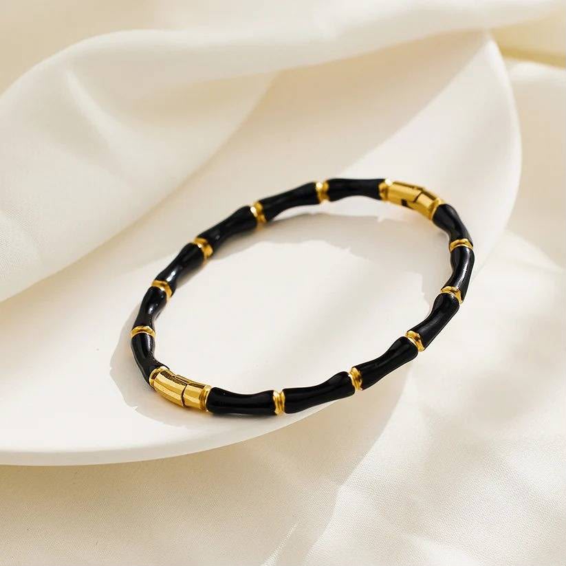 Evel eye Black Bamboo Bangle Bracelet